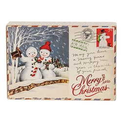 Vintage Christmas Postage Stamp Box Sign - 6.5" x 4.5"