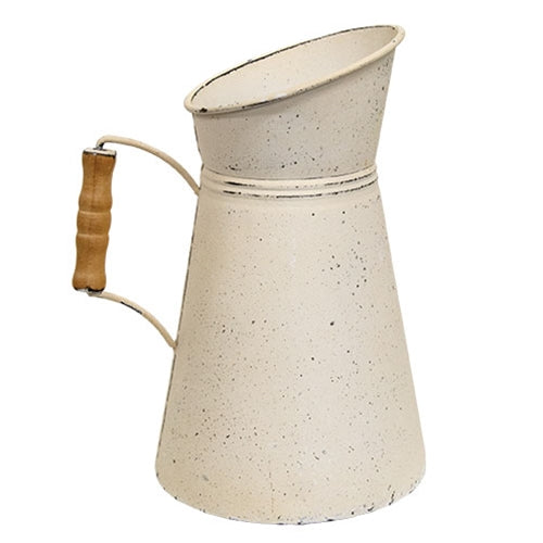 Cream Distressed Flower Pitcher - 10.25"H