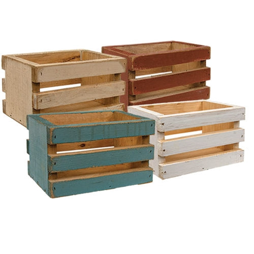 Rustic Wood Spring Crate 4 Asstd.