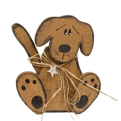 Rustic Wood Sitting Dog - 14"H - 2 Asstd.