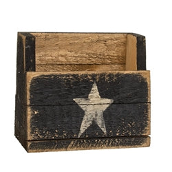 Rustic Wood Flower Bin w/Painted Star - 10"L x 8.5"H - 2 Asstd.