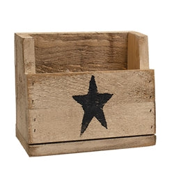 Rustic Wood Flower Bin w/Painted Star - 10"L x 8.5"H - 2 Asstd.