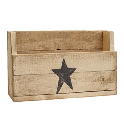 Rustic Wood Flower Bin w/Painted Star - 17.75"L x 10.75"H - 2 Asstd.