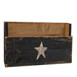 Rustic Wood Flower Bin w/Painted Star - 17.75"L x 10.75"H - 2 Asstd.