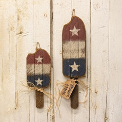Rustic Lath Hanging USA Popscicle - 11.75"H