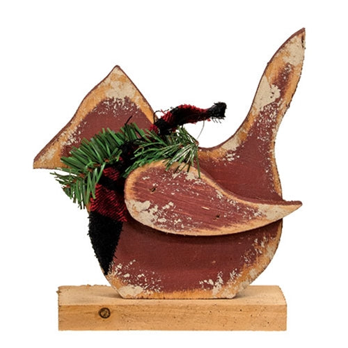 Rustic Wood Layered Cardinal on Base - 9"H