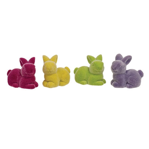 Resin Flocked Sitting Easter Bunny 4 Asstd.
