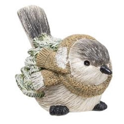 Resin Winter Dressed Pine Bird 3 Asstd.