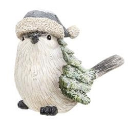 Resin Winter Dressed Pine Bird 3 Asstd.
