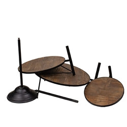 Three Layer Matte Black Metal & Distressed Wood Riser Stand - 40"H