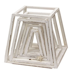 Distressed Whitewashed Wooden 5 Tier Christmas Tree Shelf - 65"H