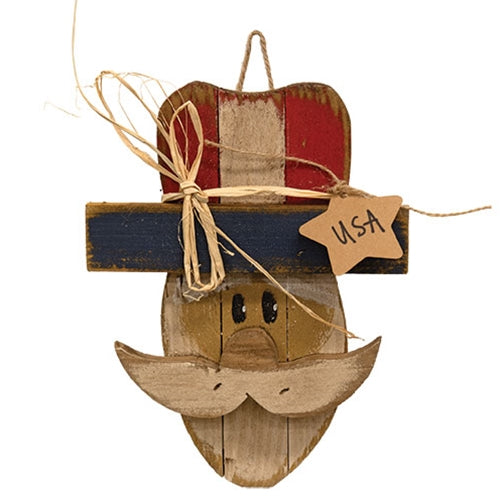 Rustic Lath Hanging USA Uncle Sam - 9"H