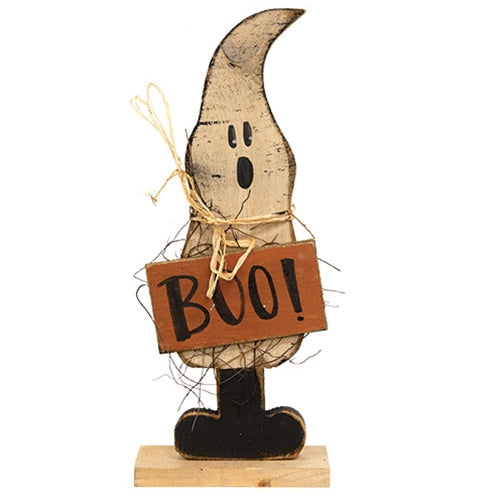 Rustic Wood Skinny Boo Ghost on Base - 18"H