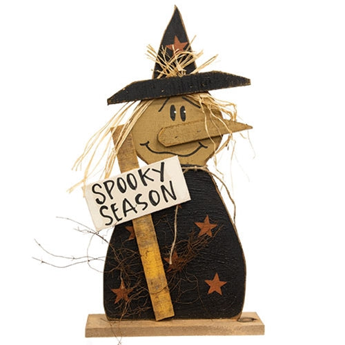Rustic Wood Spooky Season Witch on Base - 25"H