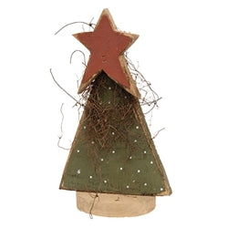 Rustic Wood Polka Dot Christmas Tree With Star on Base - 11"H - 2 Asstd.