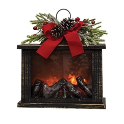 Frosty Winter Floral Fire Glow Fireplace Lantern - 11"x4.5"H - 2 Asstd.