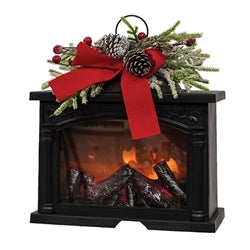 Frosty Winter Floral Fire Glow Fireplace Lantern - 11"x4.5"H - 2 Asstd.