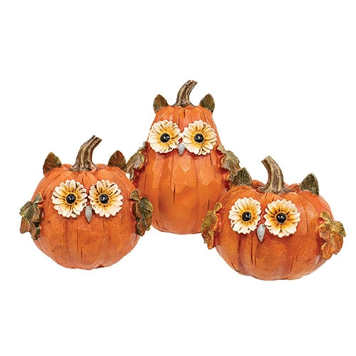 Resin Harvest Owl Pumpkin - 3 Asstd.