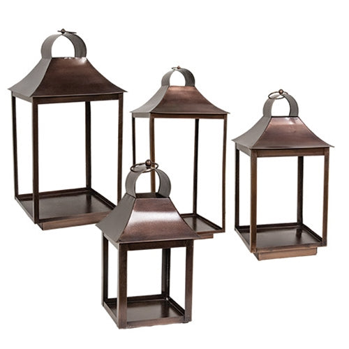 4/Set - Bronzed Metal Open Air Lanterns