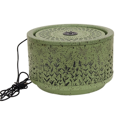 Sage Patina Butterflies & Flowers Lighted Fountain