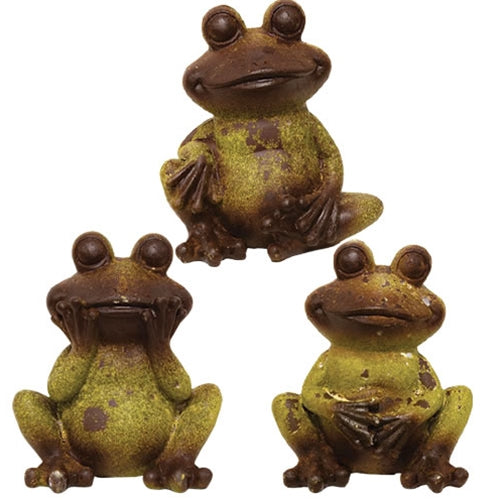 Resin Sitting Frog - 4"H - 3 Asstd.