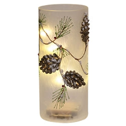 LED Frosted Pinecone Glass Pillar 2 Asstd.