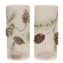 LED Frosted Pinecone Glass Pillar 2 Asstd.