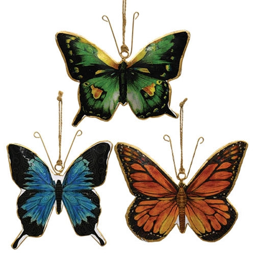 Metal Puffy Butterfly Ornament - 3 Asstd.