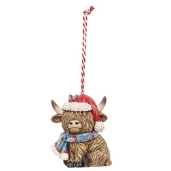 Resin Holiday Wear Highland Ornament - 3 Asstd.