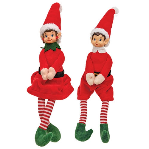 Dangle Leg Winter Elf Shelf Sitter - 14"H - 2 Asstd.