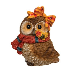 Resin Harvest Owl With Scarf - 3 Asstd.