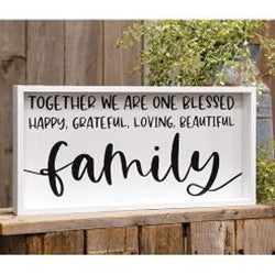 Together We Are One Blessed Family Framed Box Sign