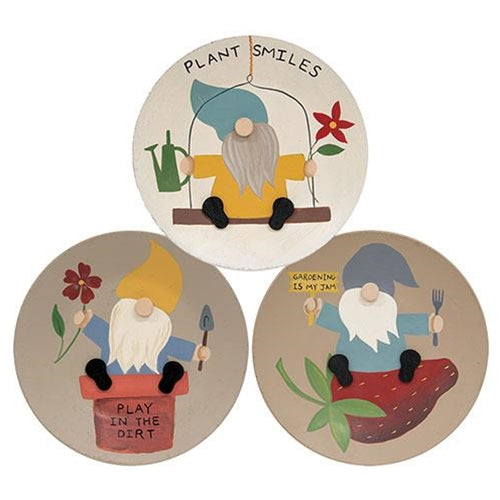 Gardening Gnome Plate 3 Asstd.