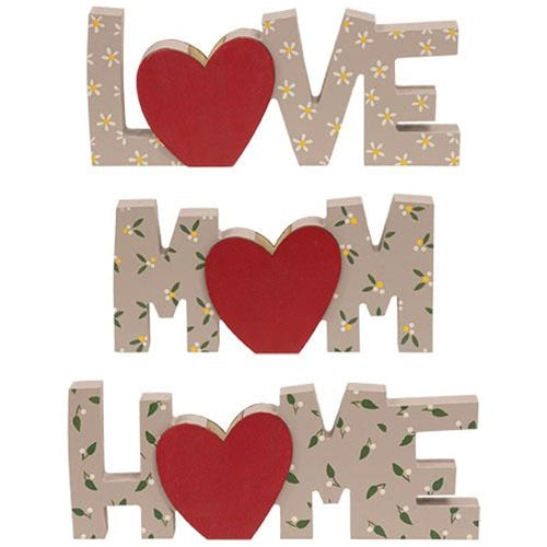 3/Set Floral Mom Love Home Words w/Mini Vase