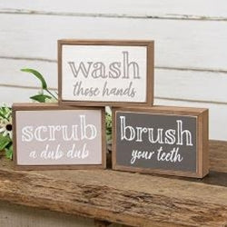 Farmhouse Colors Bathroom Sayings Box Sign 3 Asstd.