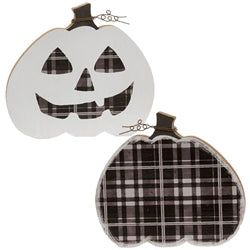 *3/Set - Plaid & Stars Reversible Chunky Pumpkin Sitters