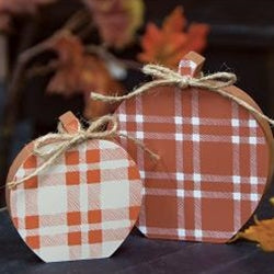 2/Set Plaid Wooden Apple Sitters