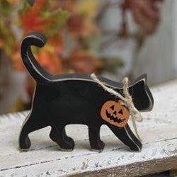 Black Cat Wooden Sitter With Jack Charm