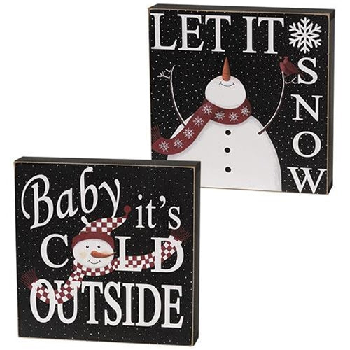 Baby It's Cold/Let It Snow Box Sign 2 Asstd.