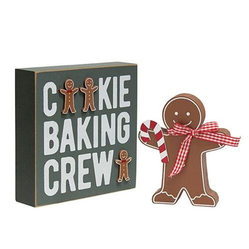 2/Set Cookie Baking Crew Box Sign & Gingerbread Man