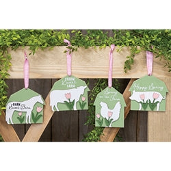 Spring Barn Animal & Tulip Layered Ornament 4 Asstd.