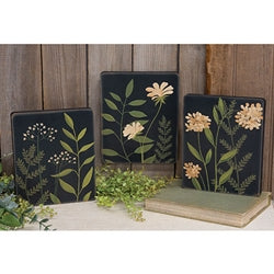 Flowers & Ferns Hanging Wood Plaque 3 Asstd.