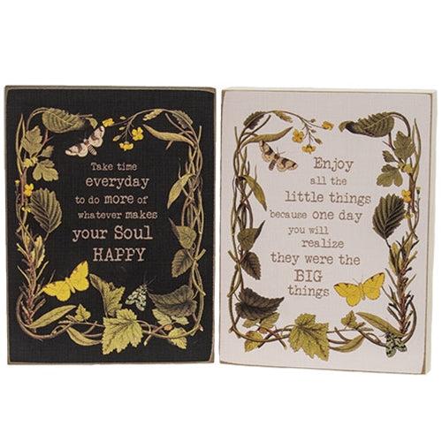 Take Time Everyday Vine & Moth Box Sign - 2 Asstd.