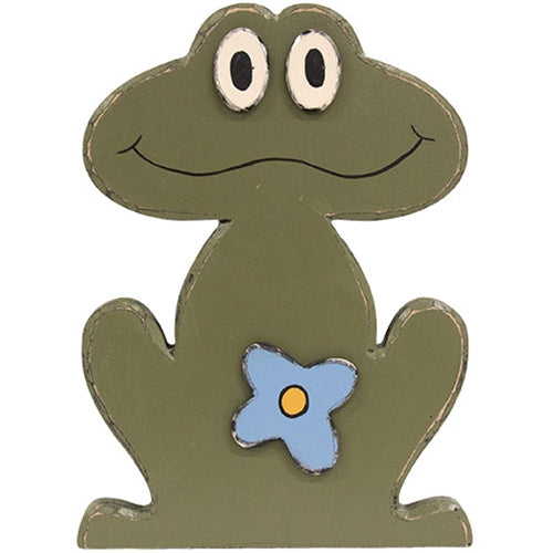Rustic Wood Smiling Flower Frog Sitter