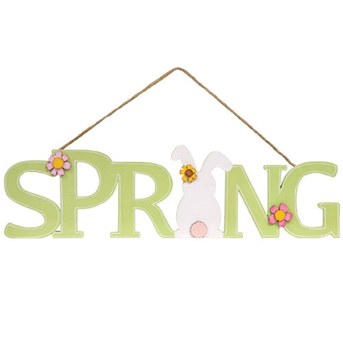 Green Spring & Bunny Cutout Wood Hanger