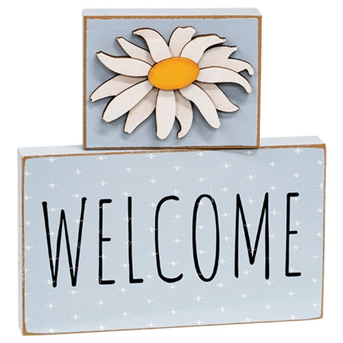 2/Set - Welcome & Daisy Wooden Blocks