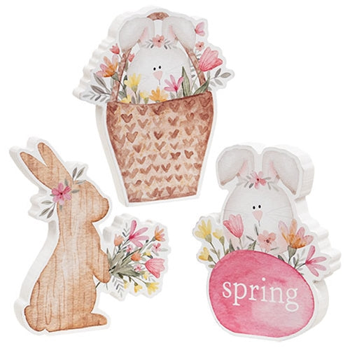Bunny Basket Chunky Wooden Sitter - 3 Asstd.