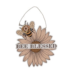 Blessed Bee Flower Wooden Hanger - 3 Asstd.