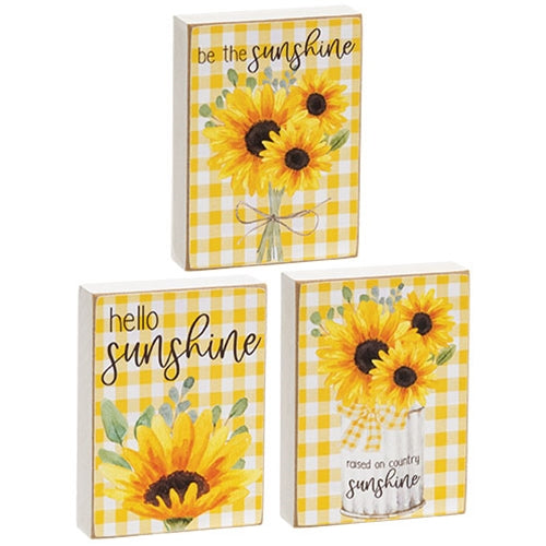 Sunflower Gingham Mini Rectangle Block - 3 Asstd.