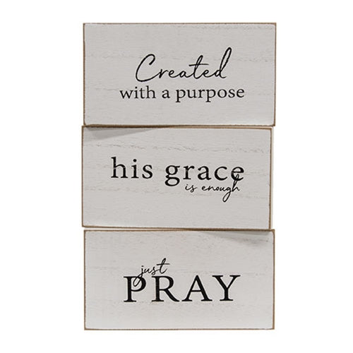 Faith Sentiment Distressed Wooden Block - 3 Asstd.